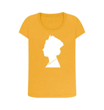 Mustard Women's Scoop Neck silhouette of Queen Elizabeth II T-shirt