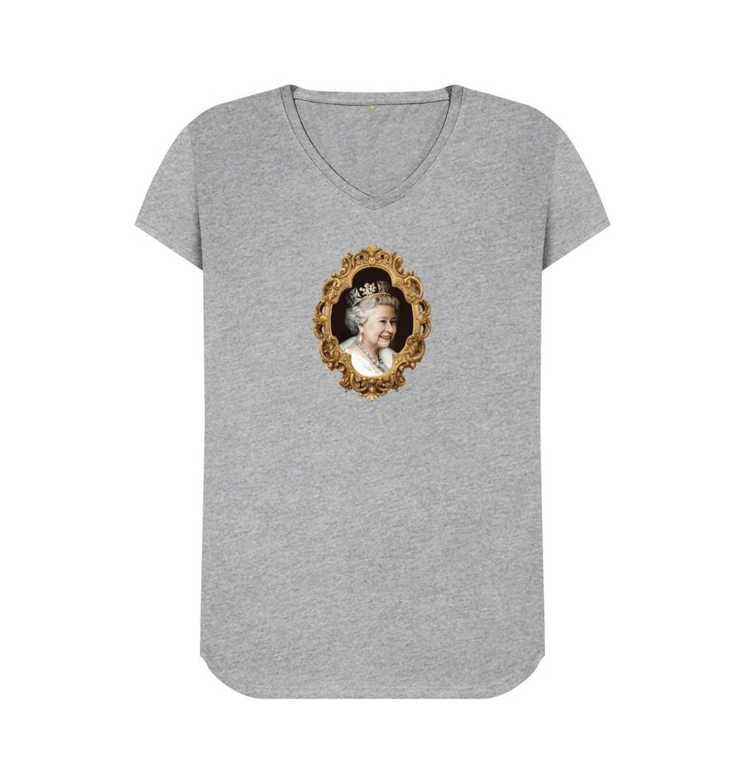 Athletic Grey V Neck Queen Elizabeth II T-shirt