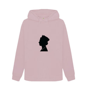 Mauve Queen Elizabeth II black silhouette hoodie