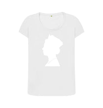 White Women's Scoop Neck silhouette of Queen Elizabeth II T-shirt