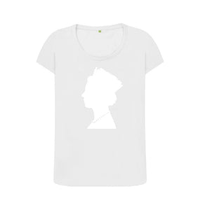 White Women's Scoop Neck silhouette of Queen Elizabeth II T-shirt