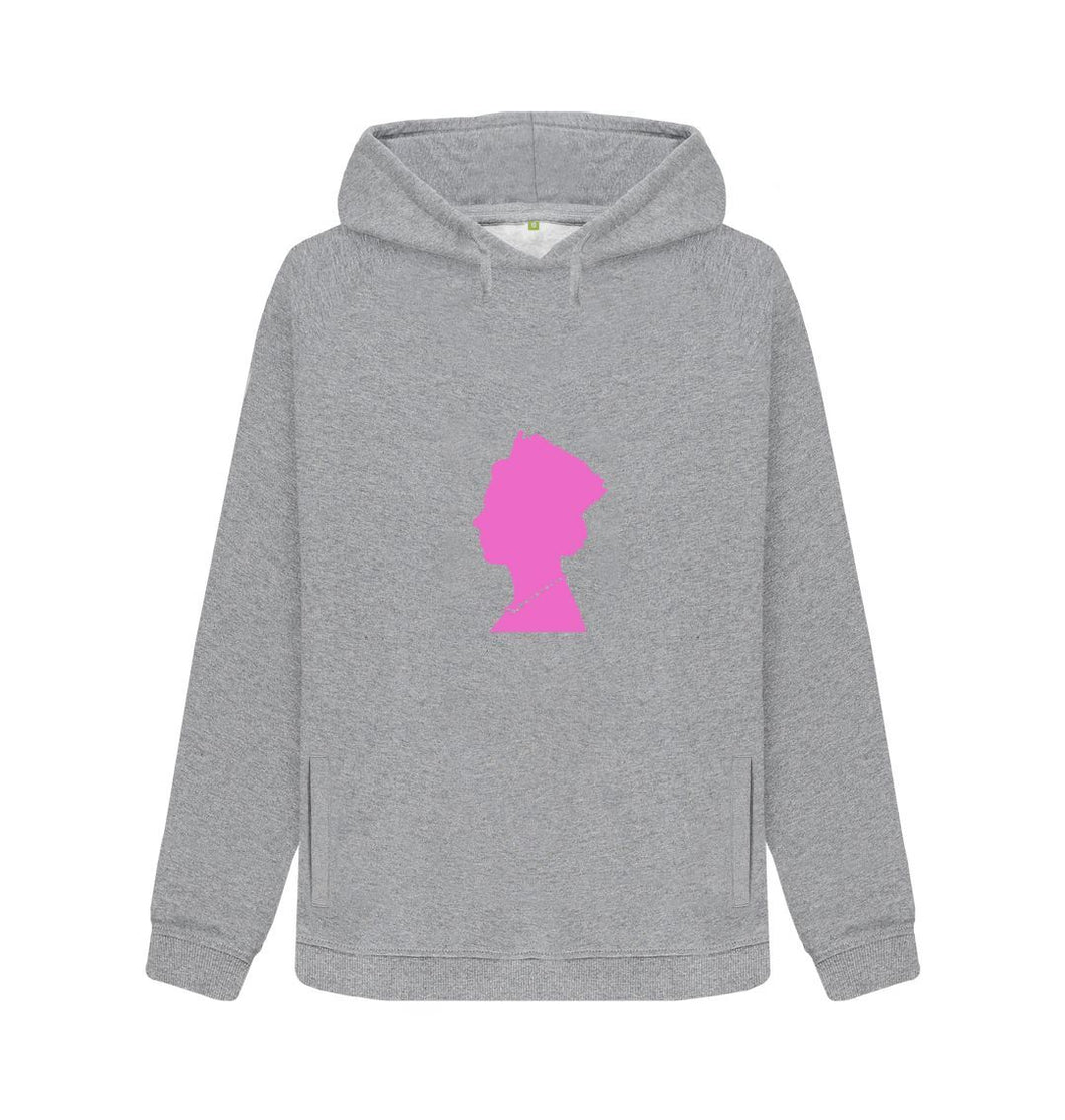 Light Heather Women's Queen Elizabeth II pink silhouette hoodie